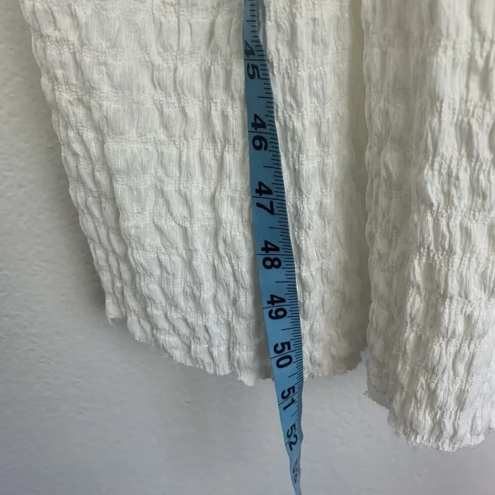 Zara Dress Women Large White Keyhole Puckered Texture Midi Stretch Spring Summer - Picture 8 of 8